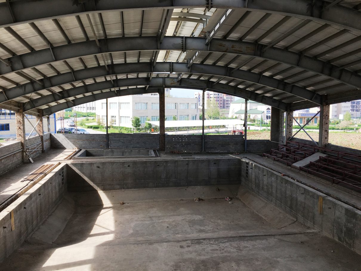 Pool hall, shell with steel roof